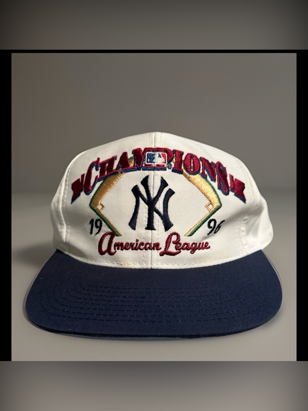 Vtg  1996 NY Yankees AL Champions Logo 7 Baseball cap hat snapback